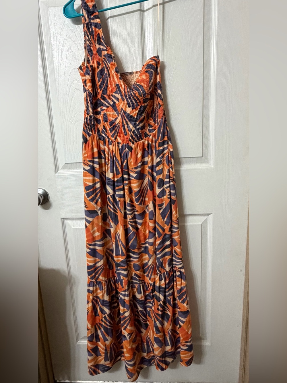 Nine West Orange and Navy Abstract Maxi Dress